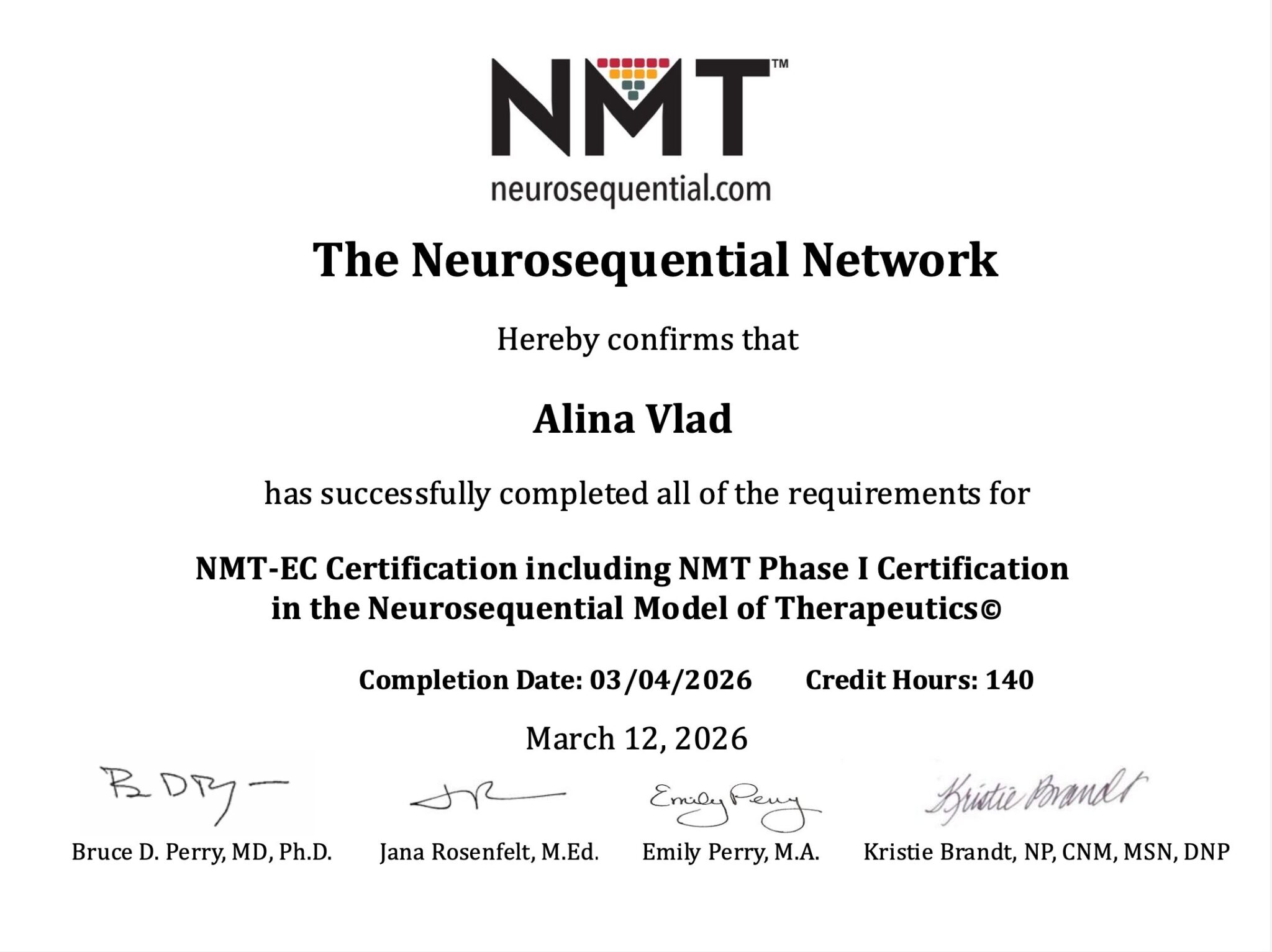 Certificare NMT-EC