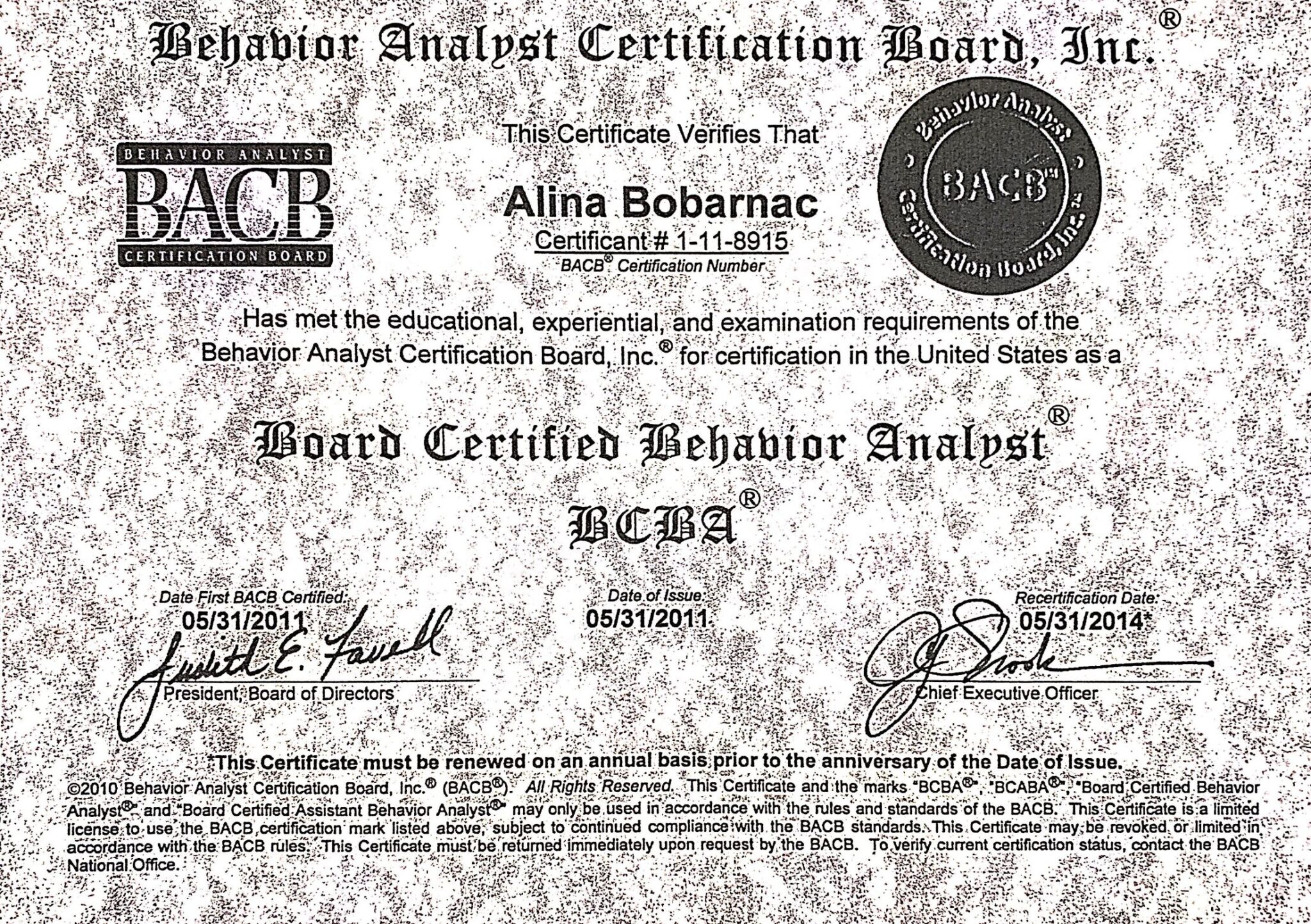 Certificare BCBA